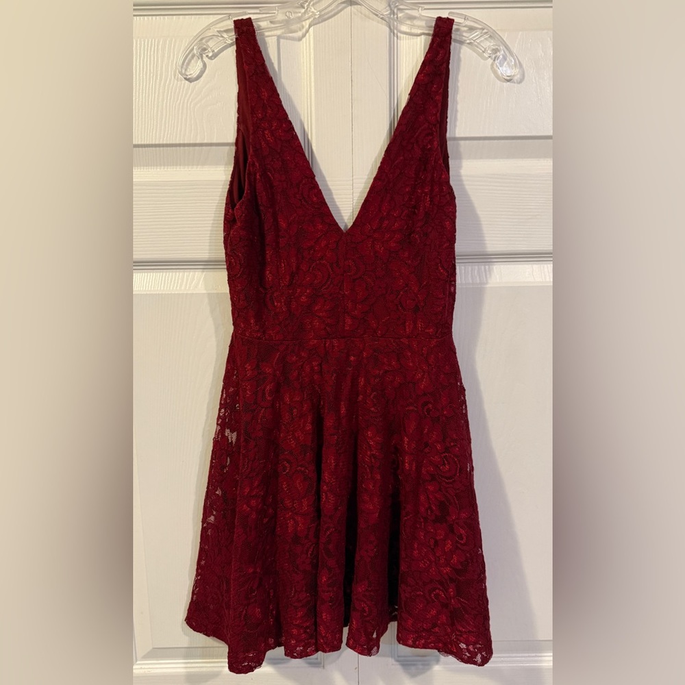 Kimchi Blue Lace Fit n Flare Burgundy Dress